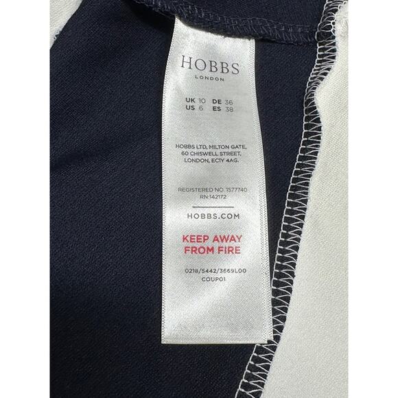 Hobbs Dress Women US 6 Lizzie Navy White Fit & Flare Nautical Stripe Office Work - Picture 7 of 12
